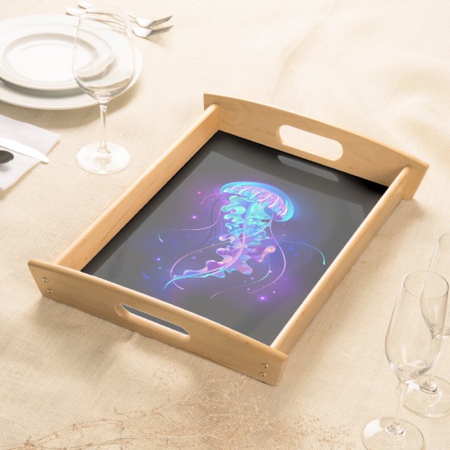 Vibrant Color Glowing Jellyfish Serving Tray (Front)