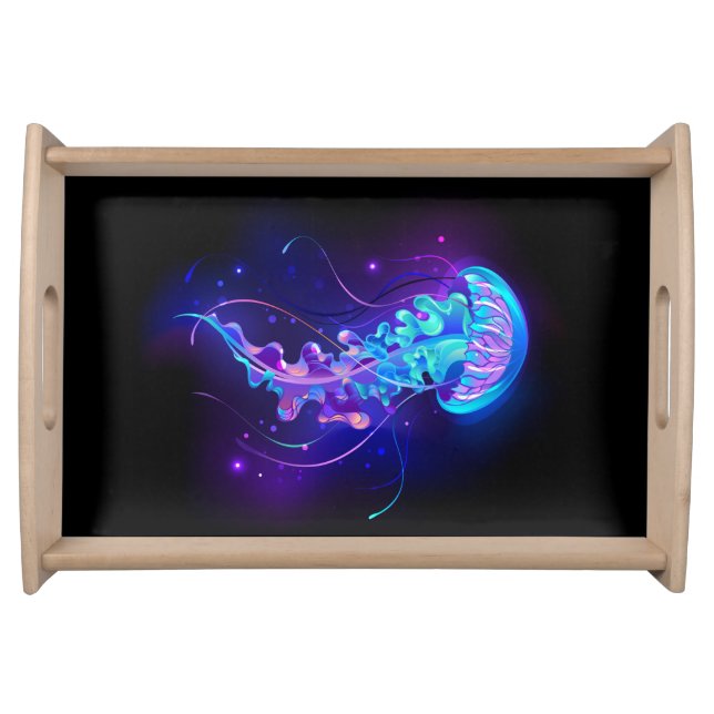 Vibrant Color Glowing Jellyfish Serving Tray (Front)