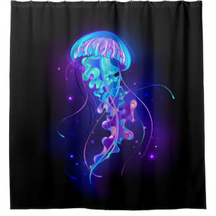 Vibrant Color Glowing Jellyfish Shower Curtain