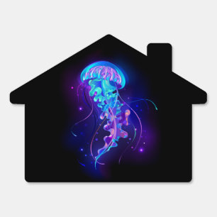 Vibrant Color Glowing Jellyfish Sign