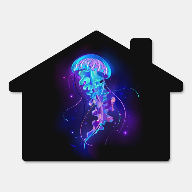 Vibrant Color Glowing Jellyfish Sign (Front)