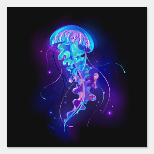 Vibrant Color Glowing Jellyfish Sign