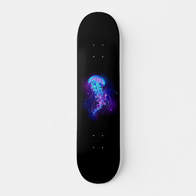 Vibrant Color Glowing Jellyfish Skateboard (Front)