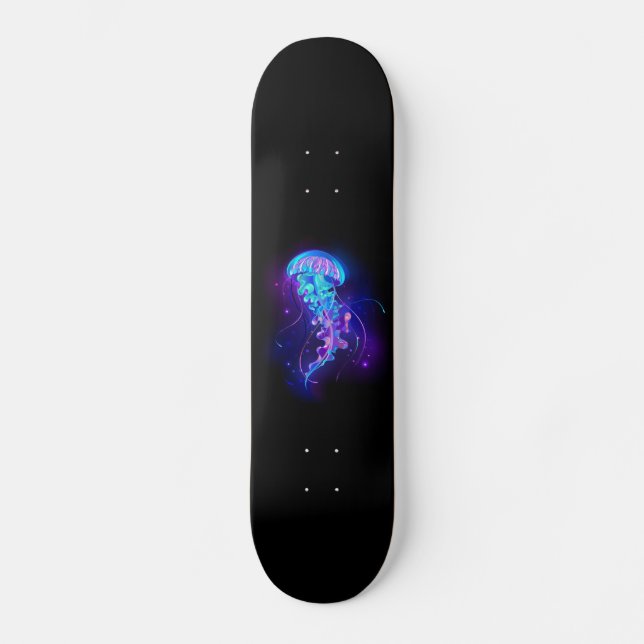 Vibrant Color Glowing Jellyfish Skateboard (Front)