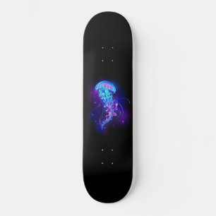 Vibrant Color Glowing Jellyfish Skateboard
