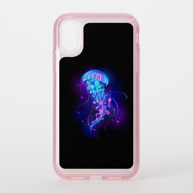 Vibrant Color Glowing Jellyfish Speck iPhone XR Case (Front)