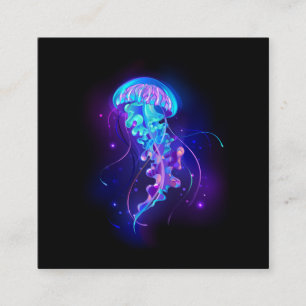 Vibrant Color Glowing Jellyfish Square Business Card
