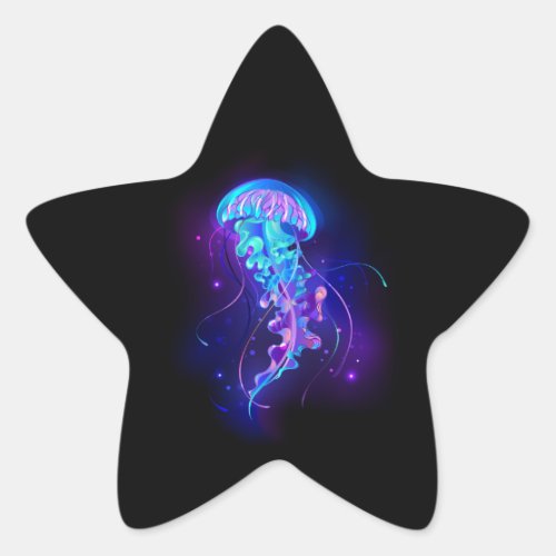 Vibrant Color Glowing Jellyfish Star Sticker