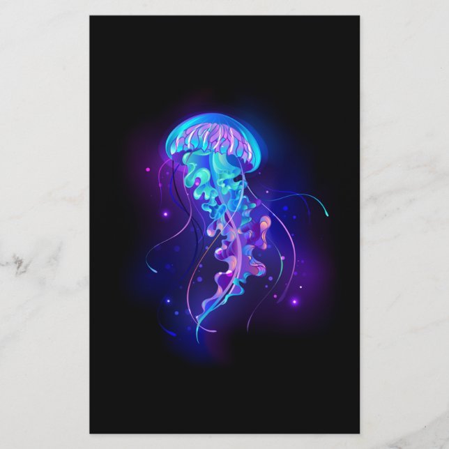 Vibrant Color Glowing Jellyfish Stationery (Front)