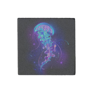 Vibrant Color Glowing Jellyfish Stone Magnet
