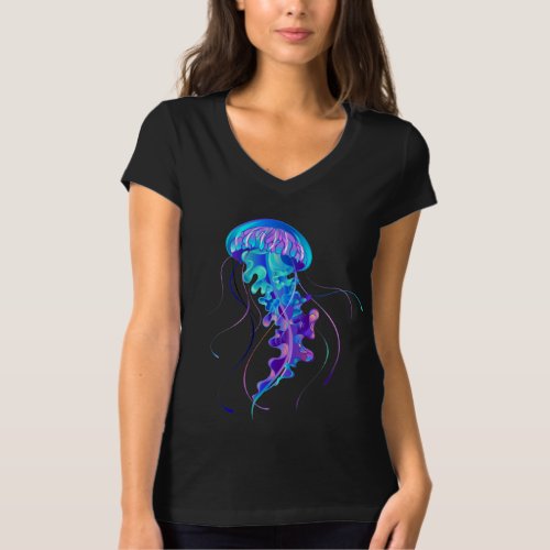 Vibrant Color Glowing Jellyfish T_Shirt