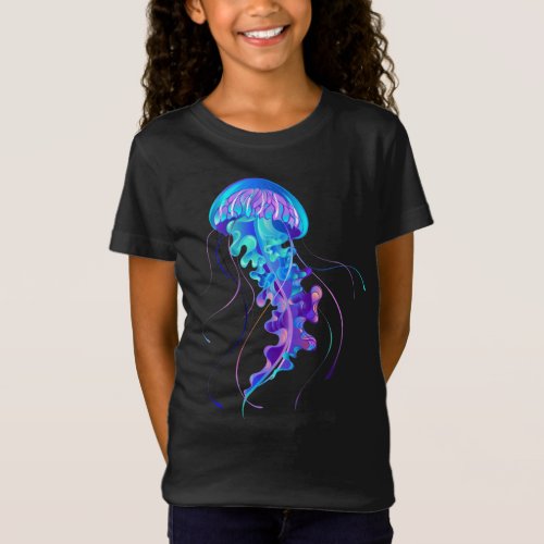 Vibrant Color Glowing Jellyfish T_Shirt