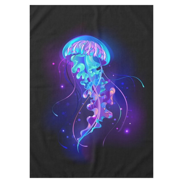 Vibrant Color Glowing Jellyfish Tablecloth (Front)