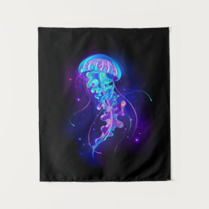 Vibrant Color Glowing Jellyfish Tapestry