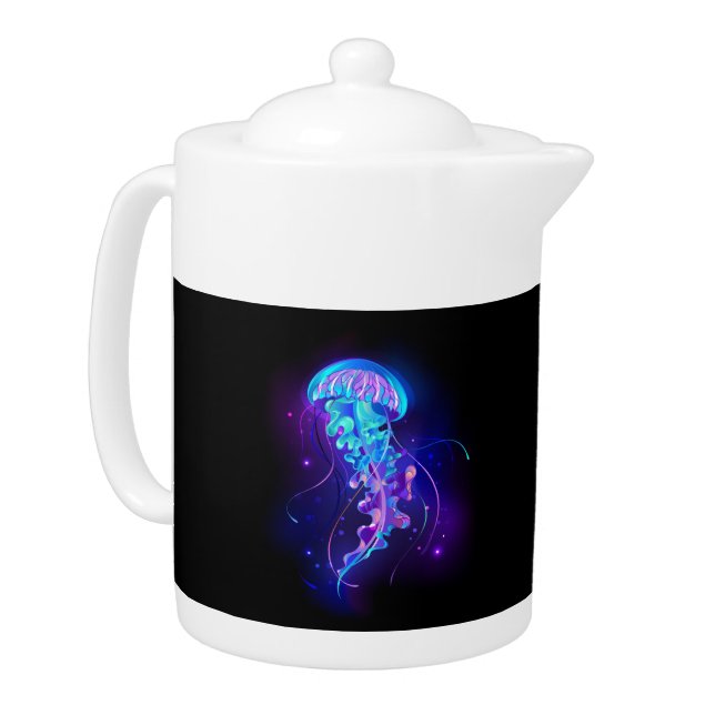 Vibrant Color Glowing Jellyfish Teapot (Left)