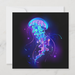 Vibrant Color Glowing Jellyfish Thank You Card