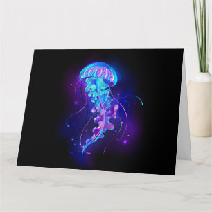 Vibrant Color Glowing Jellyfish Thank You Card