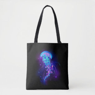 Vibrant Color Glowing Jellyfish Tote Bag
