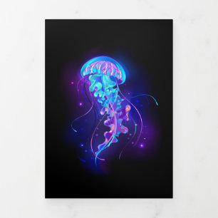 Vibrant Color Glowing Jellyfish Tri-Fold Announcement