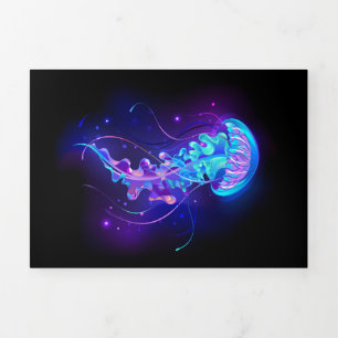 Vibrant Color Glowing Jellyfish Tri-Fold Invitation