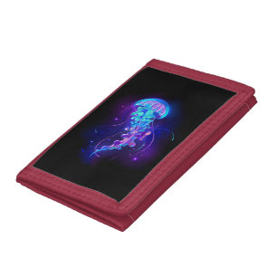 Vibrant Color Glowing Jellyfish Trifold Wallet
