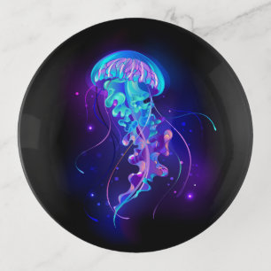 Vibrant Color Glowing Jellyfish Trinket Tray
