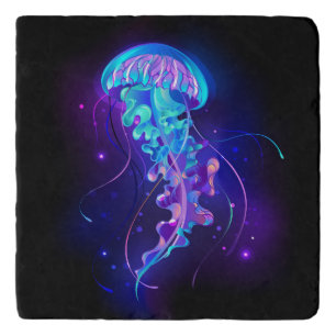 Vibrant Color Glowing Jellyfish Trivet