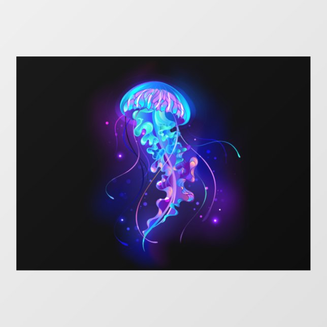 Vibrant Color Glowing Jellyfish Window Cling (Sheet)