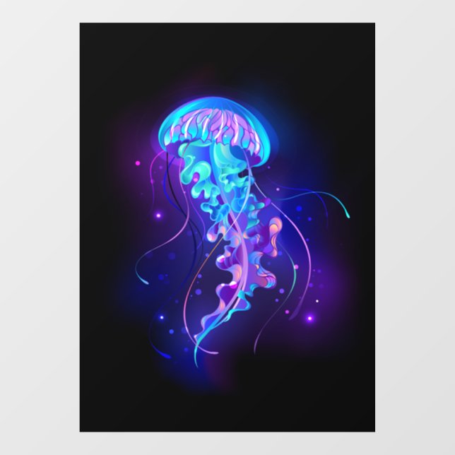 Vibrant Color Glowing Jellyfish Window Cling (Sheet)