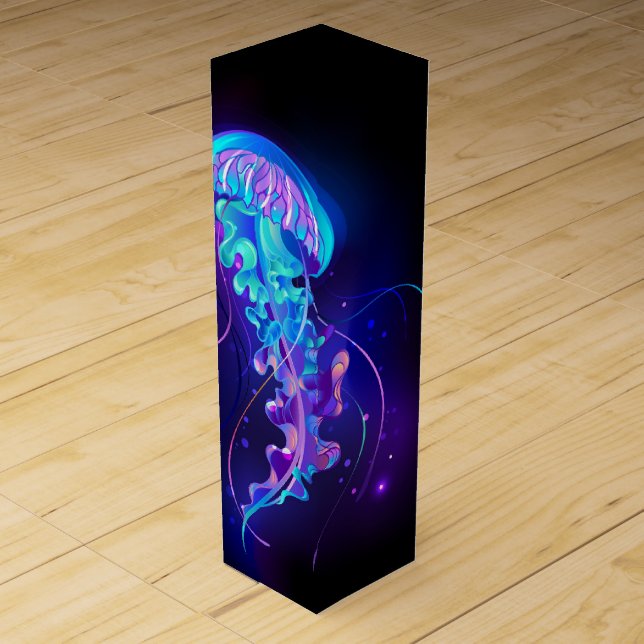 Vibrant Color Glowing Jellyfish Wine Box (Front)