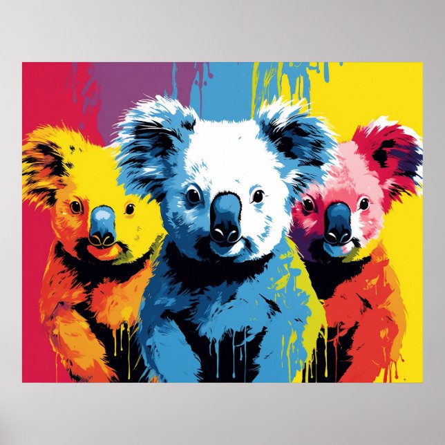 Vibrant color Koala Bears Art Poster (Front)