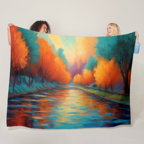 Vibrant Color Landscape Fauvism Impressionist Fleece Blanket