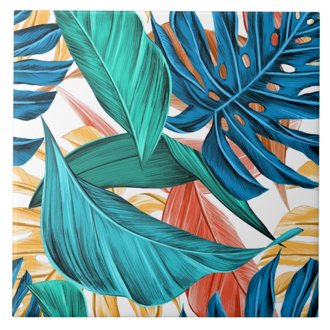 Vibrant color leaves ceramic tile (Front)