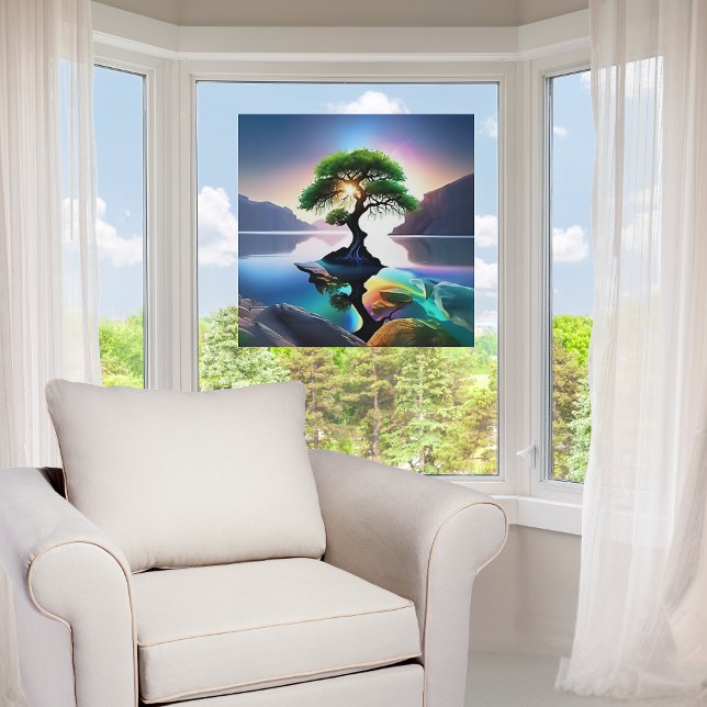 Vibrant Color Lone Tree in a Stream Window Cling (Creator Uploaded)
