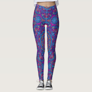 Vibrant Color Mandala Geometric Yoga Hip Retro Leggings