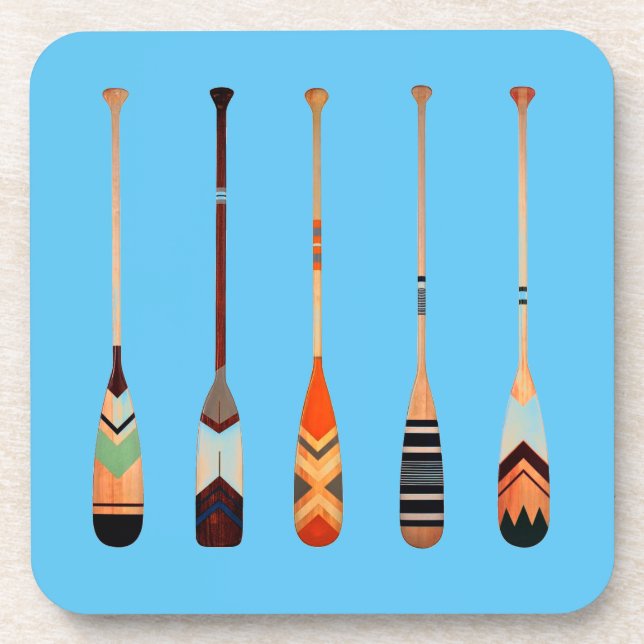 Vibrant color oars design pattern beverage coaster (Front)