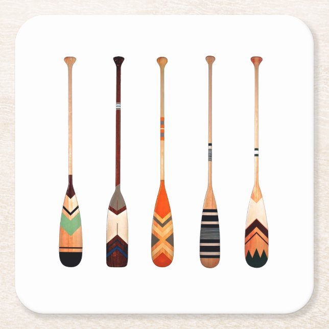 Vibrant color oars design patterns square paper coaster (Front)