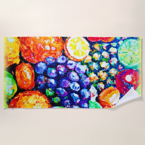 Vibrant Color of Fruits Buy Now Beach Towel