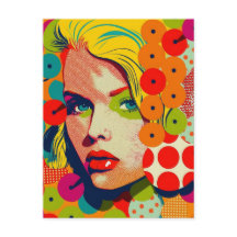 Vibrant Color Pop Art Female Portrait Retro