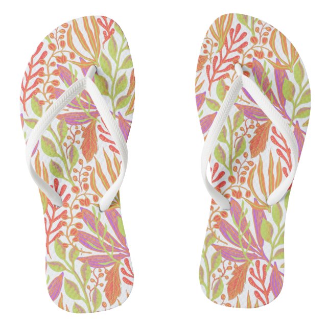 Vibrant color print orange lime flip flops (Footbed)