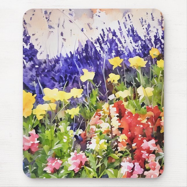 Vibrant color scenic floral Mousepad (Front)