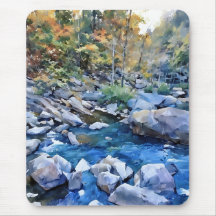 Vibrant color scenic rocky stream Mousepad