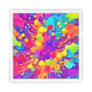 Vibrant Color Spatter Acrylic Tray
