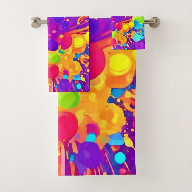 Vibrant Color Spatter Bath Towel Set (Insitu)