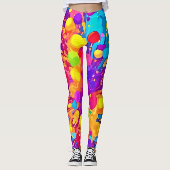 Vibrant Color Spatter Leggings (Front)