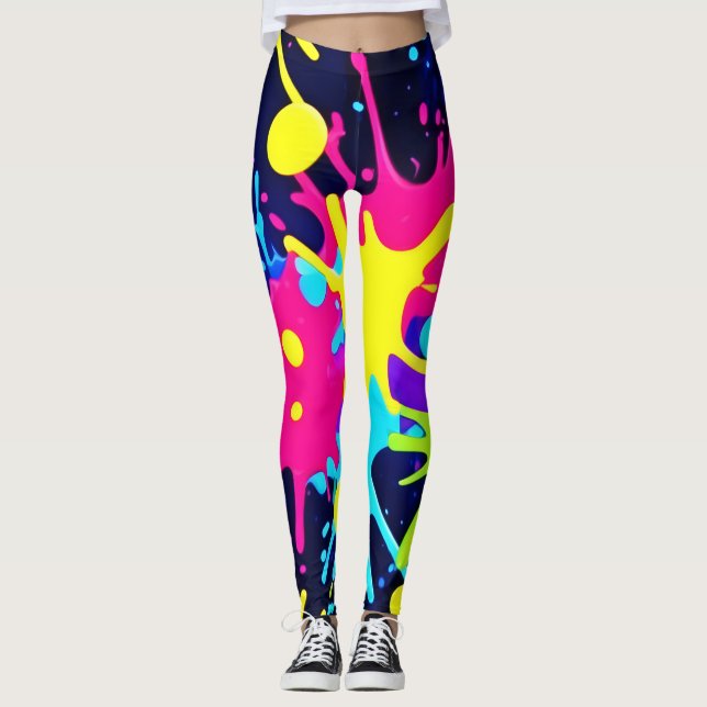 Vibrant Color Splash Leggings (Front)