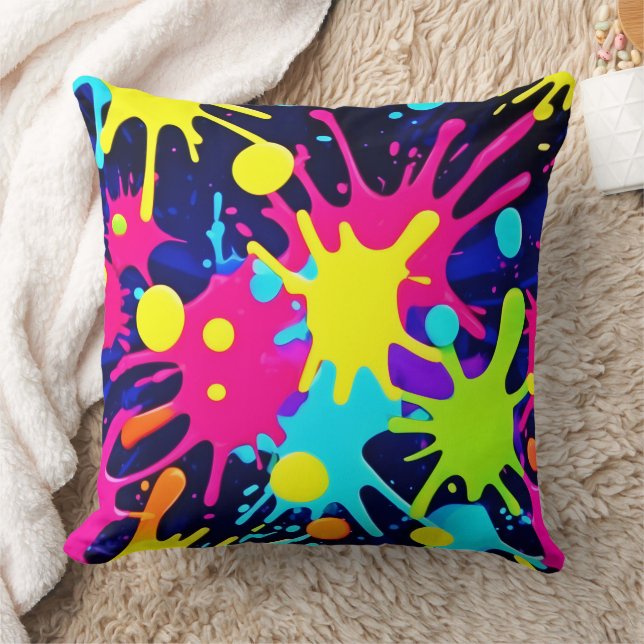 Vibrant Color Splash Throw Pillow (Blanket)