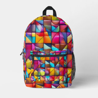 Vibrant Color Tile Mosaic  Printed Backpack