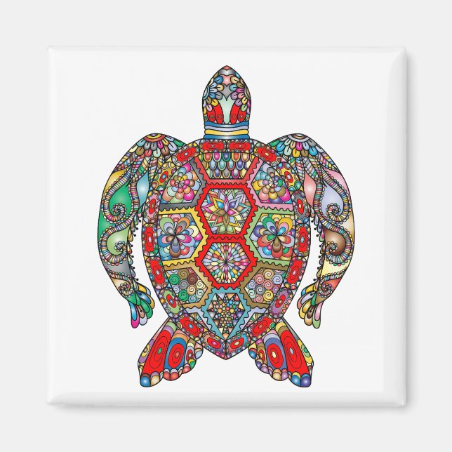 Vibrant color turtle magnet (Front)