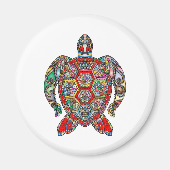 Vibrant color turtle magnet (Front)